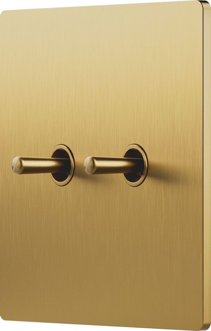 Alisse keypad in brass with two toggle levers